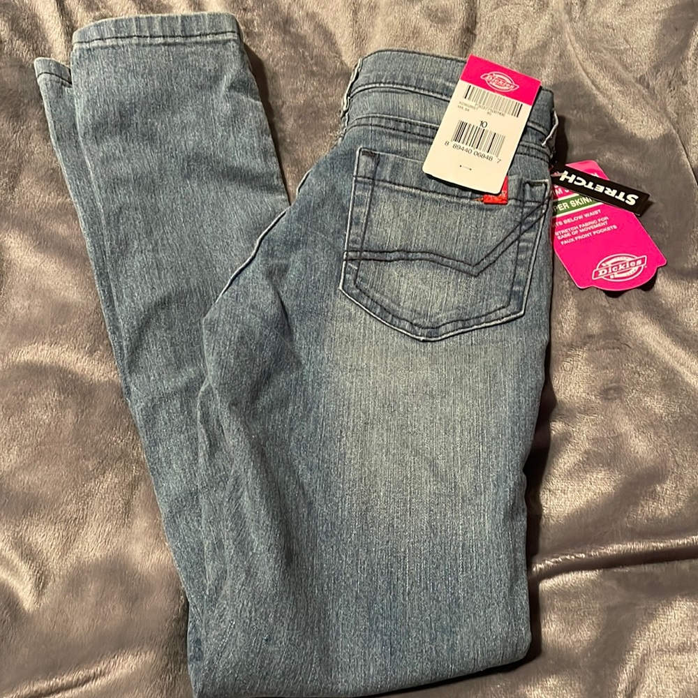 🍰 5/$20 Girls Size 10 Super Skinny Dickies Jeans Light Blue NEW